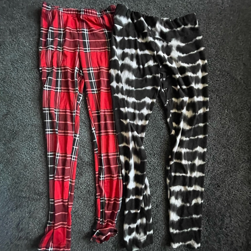 Plaid and Tie-Dye Leggings Set